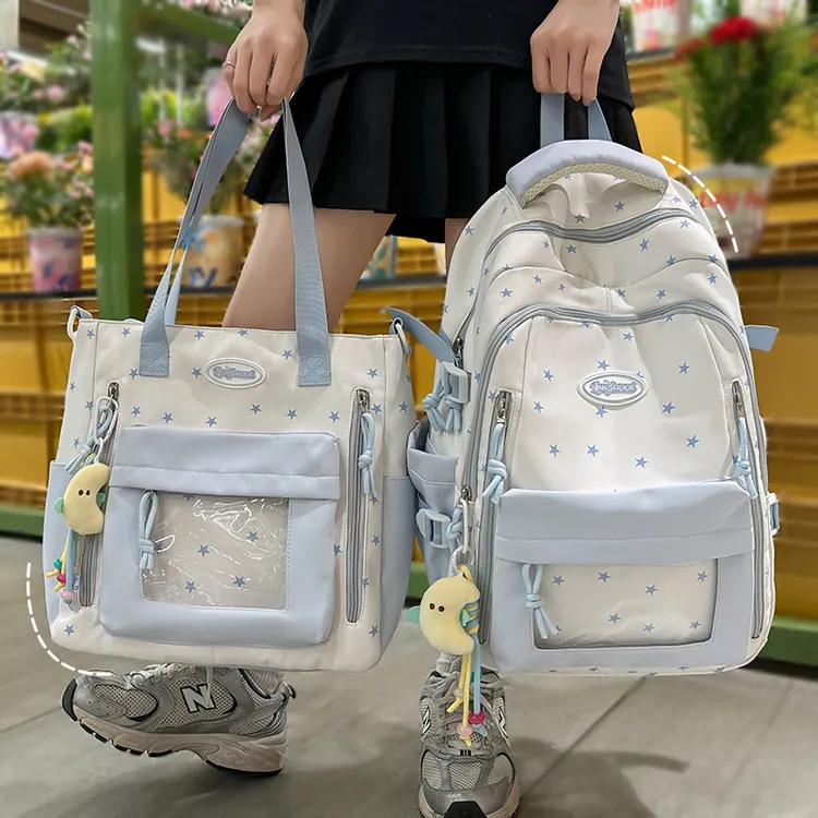 小清新减负书包女初中生小学生3-6年级轻便大容量痛包旅行双肩包