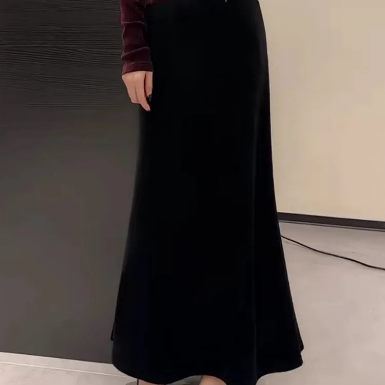 826法式名媛气质风黑色丝绒鱼尾半身裙58（裙长大概87左右）