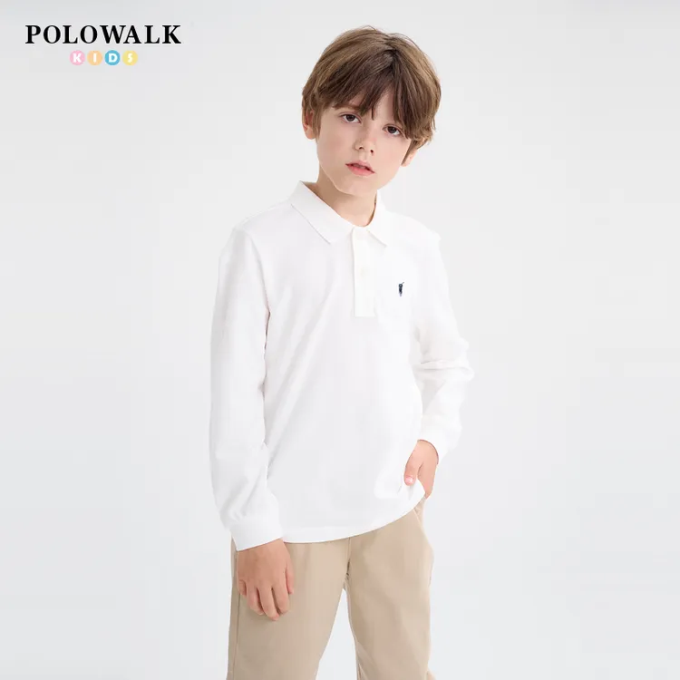 POLOWALK新品夏季儿童休闲翻领POLO长袖T恤B44W532D0231
