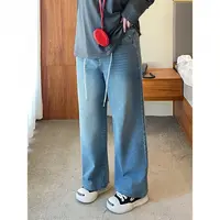 大码女装秋季百搭花契200斤胖mm时尚休闲韩版直筒牛仔裤15610-X