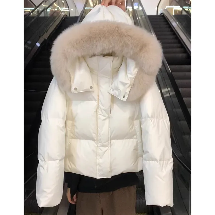 毛领连帽短款羽绒服女2025新款冬季独特超好看今年流行爆款小个子