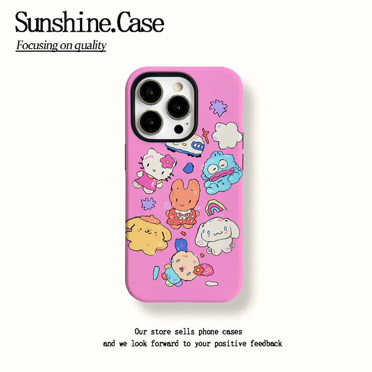 菲林二合一适用苹果华为vivo小米oppo手机壳粉底三丽鸥16PROMAX