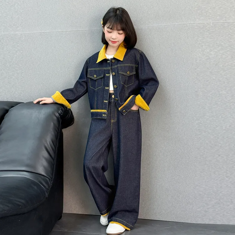女童牛仔套装春秋2025新款儿童秋装洋气时髦秋天女大童早秋两件套