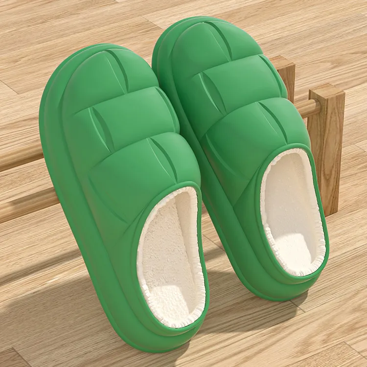 踩屎感防水棉拖鞋女秋冬季家居家用室内保暖加绒加厚可外穿棉鞋男