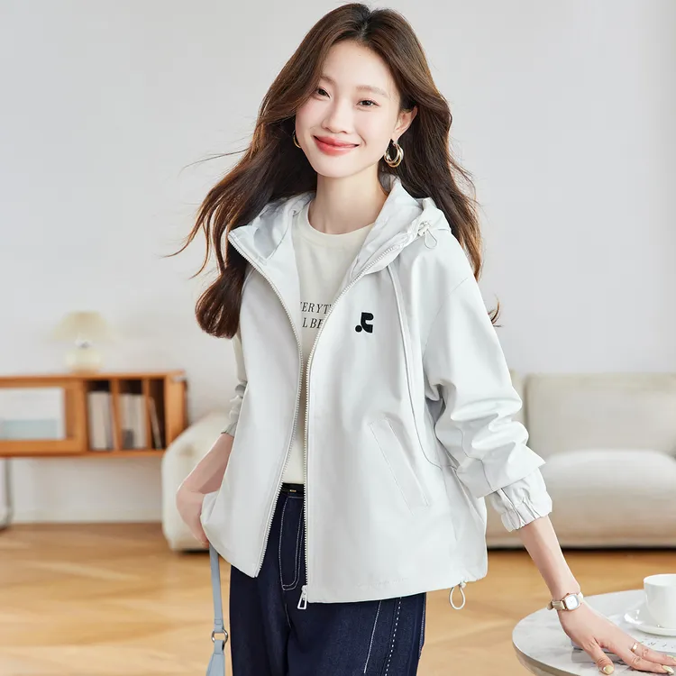 X.YING/香影女装秋季新款气质休闲短款外套洋气百搭连帽夹克上衣