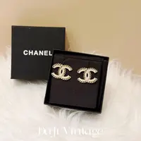 大吉中古/Chanel香奈儿金色双c带钻镂空花边耳钉