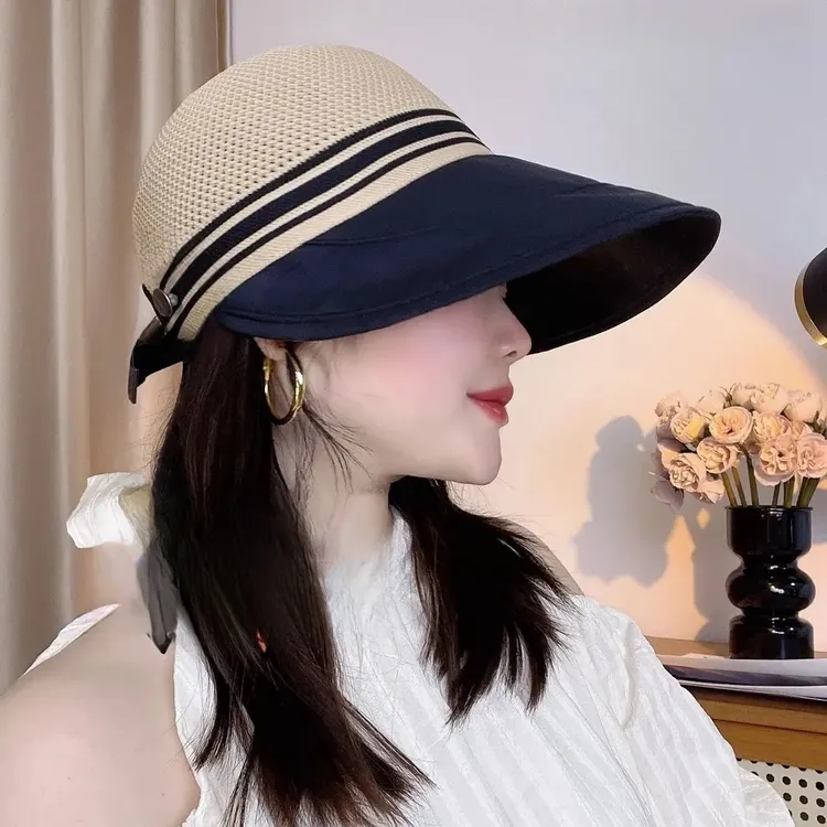 2025春夏大帽檐镂空透气夏季防晒帽遮阳帽百搭宽檐全顶渔夫帽新款