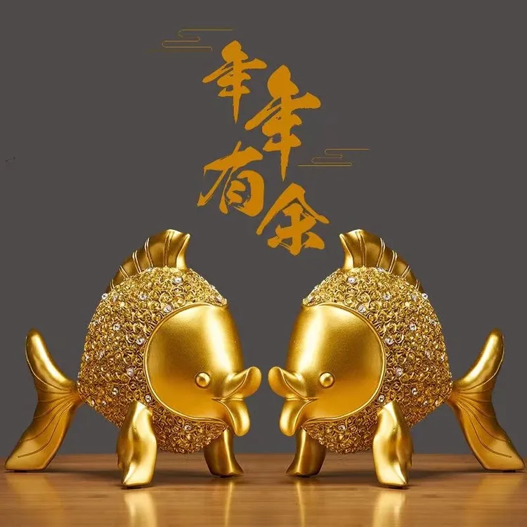 年年有余金鱼招财礼品高档大气创意轻奢家居饰品酒柜装饰品摆件