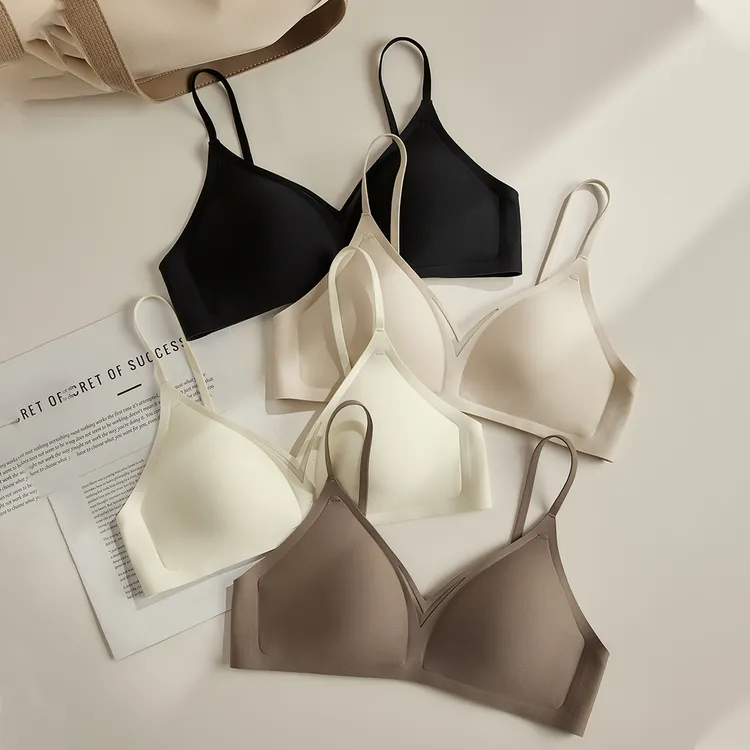 澳莉诗聚拢双排搭扣镂空简约风法式文胸夏季小胸性感薄款舒适