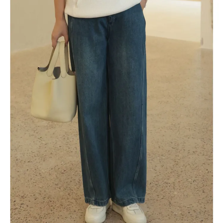 重磅双纱牛仔裤【长裤/九分】休闲阔腿女复古四季休闲裤2025114