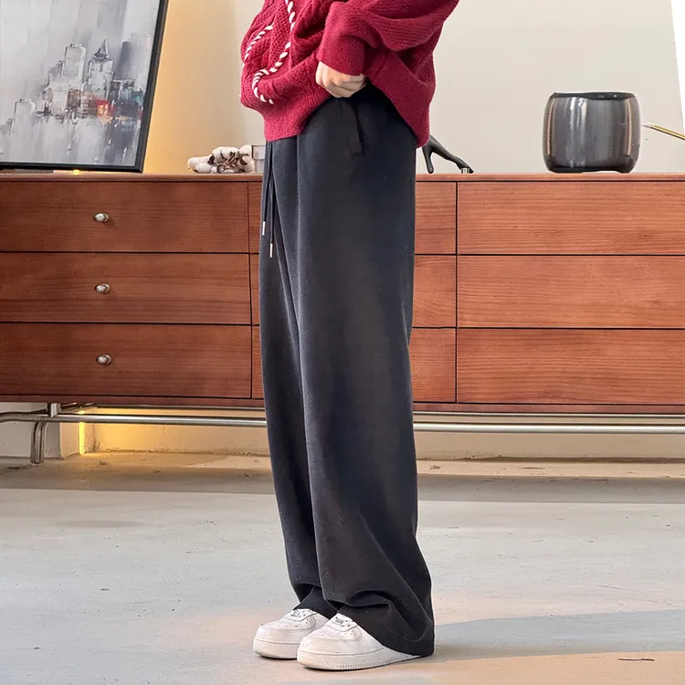 颖哥巴家原创卫裤潮牌拖地宽松直筒百搭款长裤重磅水洗灰男休闲裤