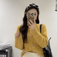 【蛋娘专属】秋季新款圆领纽扣毛衣女慵懒风高级感软糯宽松针织衫