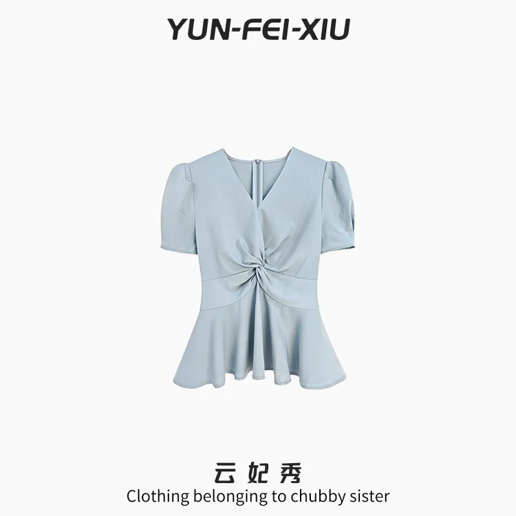 云妃秀大码女装T恤时尚休闲胖妹妹显瘦宽松韩版减龄上衣夏季72162