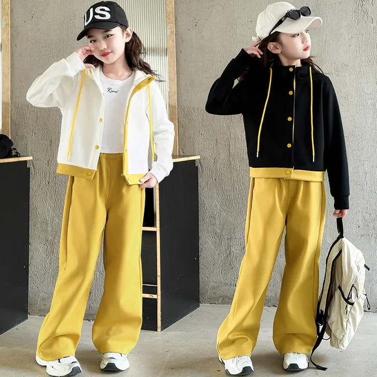 女童卫衣套装春秋款2025新款洋气女大童韩版针织儿童休闲两件套