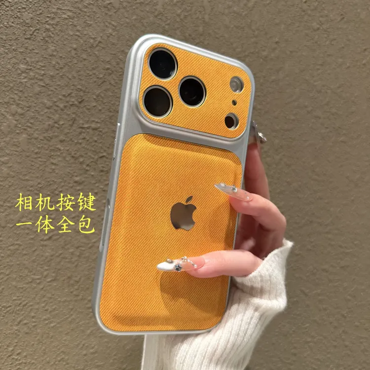新款大视窗牛仔布适用苹果17promax手机壳iphone16简约15高颜值14