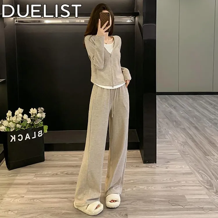 DUELIST休闲运动套装女新款假两件上衣时尚网红炸街阔腿裤两件套
