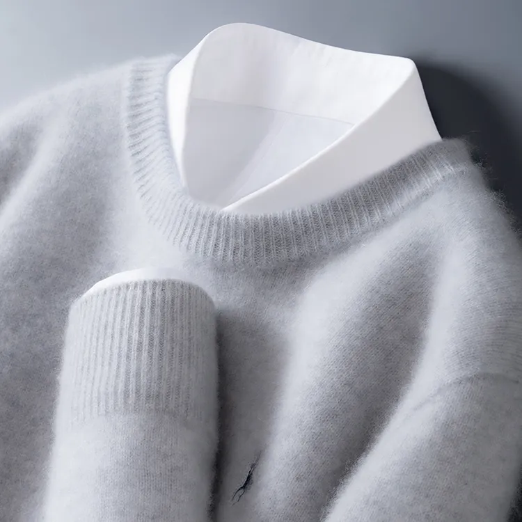 高定款！男士必备100纯羊毛衫秋冬新款套头针织衫刺绣长袖