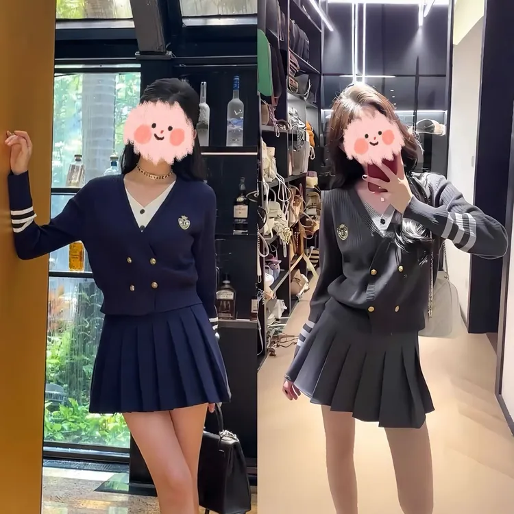 【双11好物】气质穿搭套装女2025减龄学院风针织衫+百褶短裙两件套