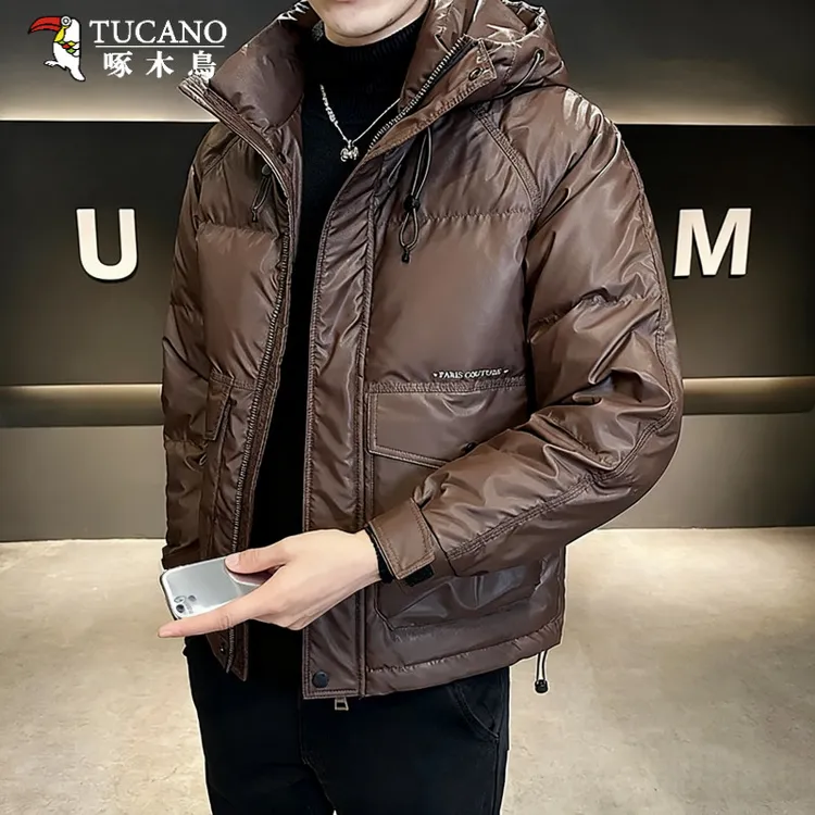 TUCANO/啄木鳥痞帅男士冬季款保暖外套连帽工装加厚防风羽绒棉服