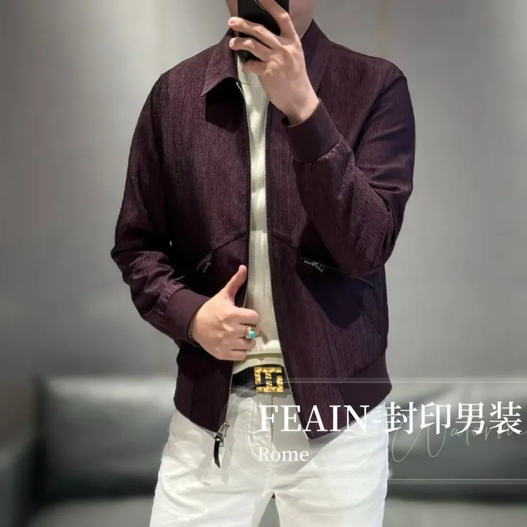 【醋酸拼真皮】绵羊皮拼接立体手工丝光波鳞工艺双开拉链夹克5768