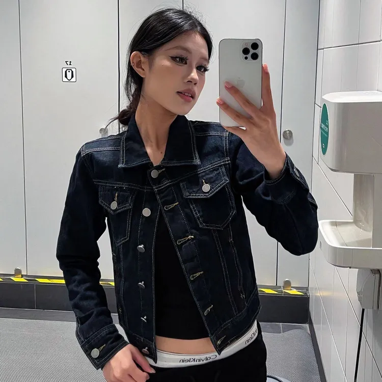 美式复古休闲解构质感牛仔外套女2025新款廓形修身显瘦工装夹克潮