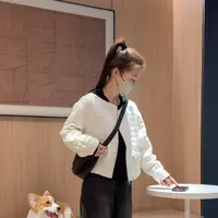 短款圆领压格外套女2025秋季新款韩版宽松百搭休闲拉链夹克上衣潮