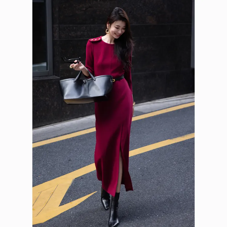 ZEROYK高级感职业通勤包臀裙女秋季新款设计感显瘦气质开叉连衣裙