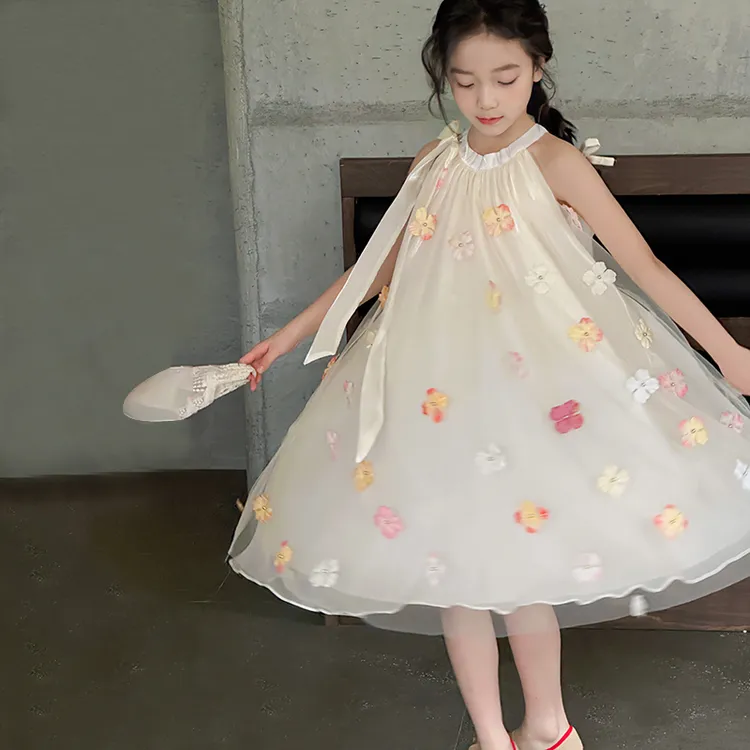 儿童2025年夏装大女童装裙子夏季背心吊带连衣裙宽松显瘦款花苞裙