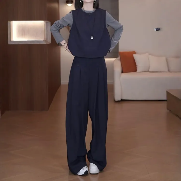 韩系穿搭套装裤女2025秋冬新款松弛感慵懒风气质显瘦通勤风三件套
