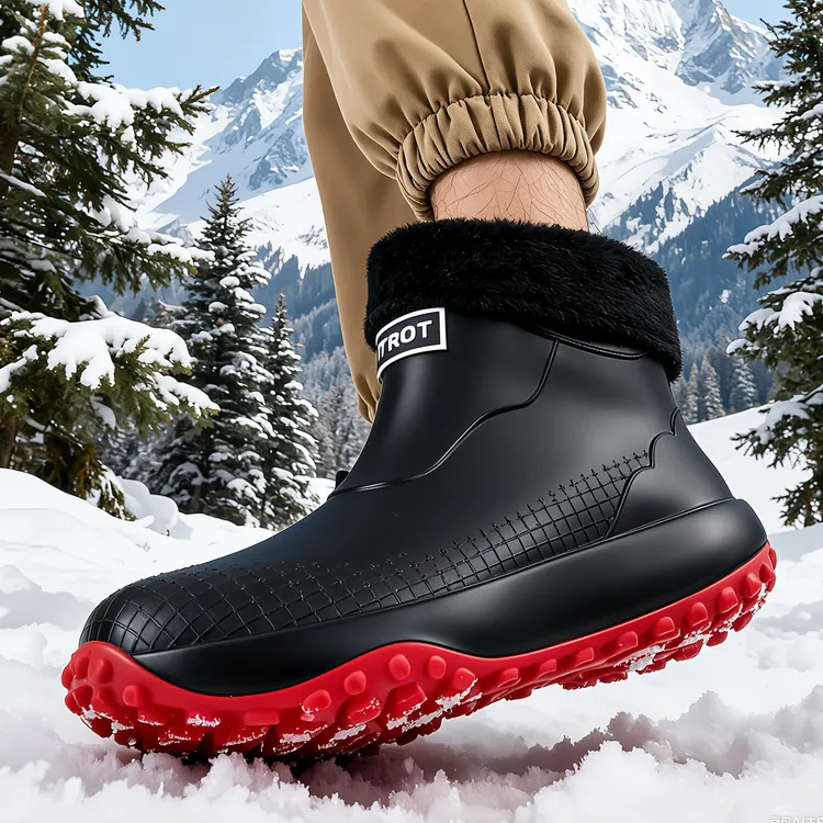 时尚雨鞋男款新款短筒雨靴工作防滑户外钓鱼厨房胶鞋保暖加棉水鞋