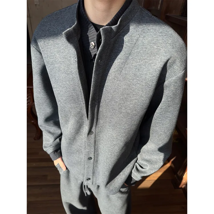 WESSK秋冬假两件磨毛空气层立领叠穿卫衣男女情侣休闲穿搭简约风