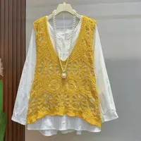 胖胖家*新款衬衫马甲百搭减龄显瘦两件套