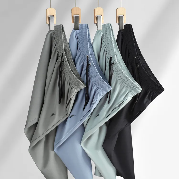 夏季冰感宽松透气冰丝七分裤弹力户外居家裤子男款冰丝休闲裤男款