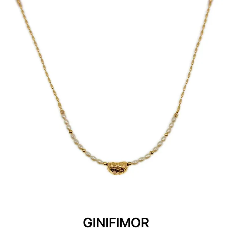 GINIFIMOR 铜合金仿珍珠项链 a682 纹理花生仿珍珠项链百搭锁骨链