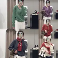 【ZMMY严选私服】秋季新款慵懒风V领软糯无缝纯色针织衫K5091903