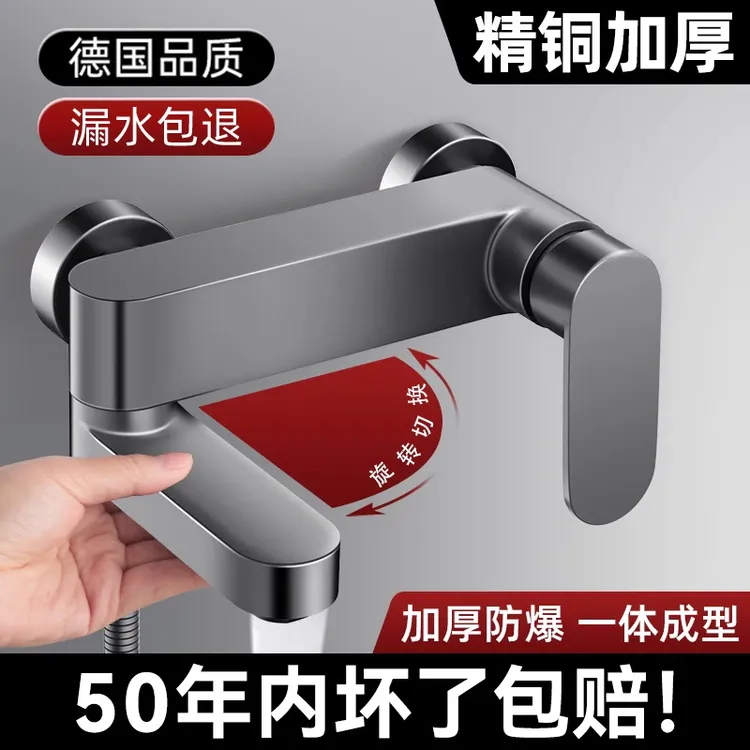 冷热混水阀淋浴水龙头浴室双开卫生间洗澡简易花洒套装喷头三合一