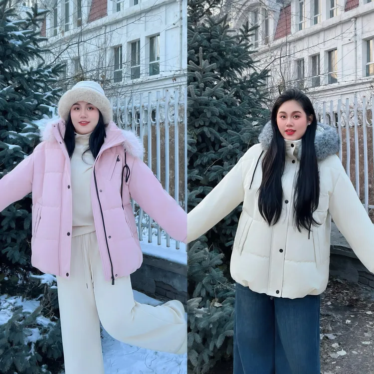 花契“雾屿樱花”大码女装冬季显瘦200斤胖mm毛茸茸保暖棉服13112-F