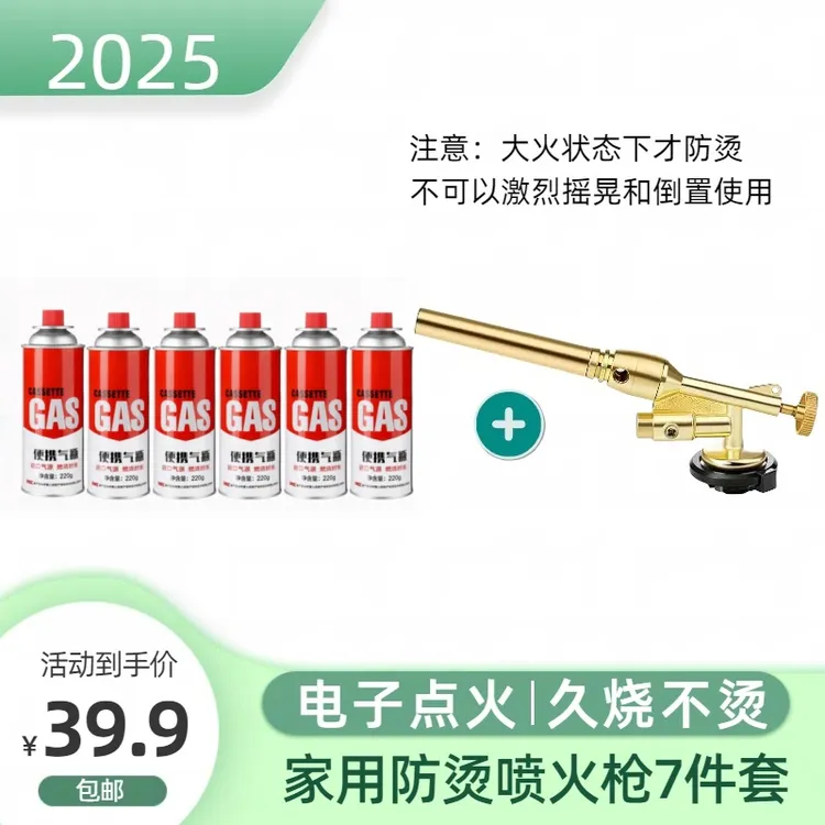 【加固防烫喷枪+6】家用电子点火多功能卡式喷枪头烧烤点碳烹饪烧肉