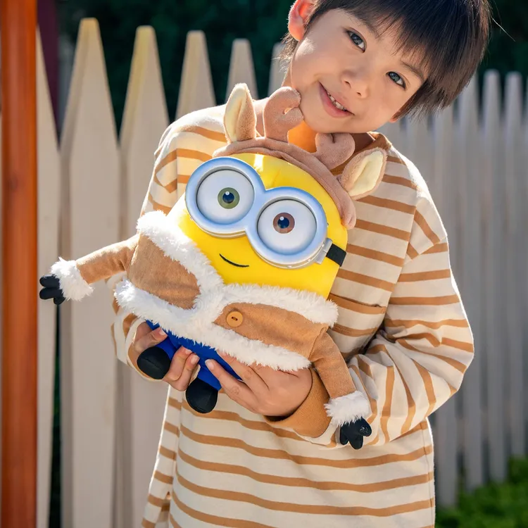 环球影城正品周边代购圣诞版小黄人鲍勃鹿角毛绒鲍勃