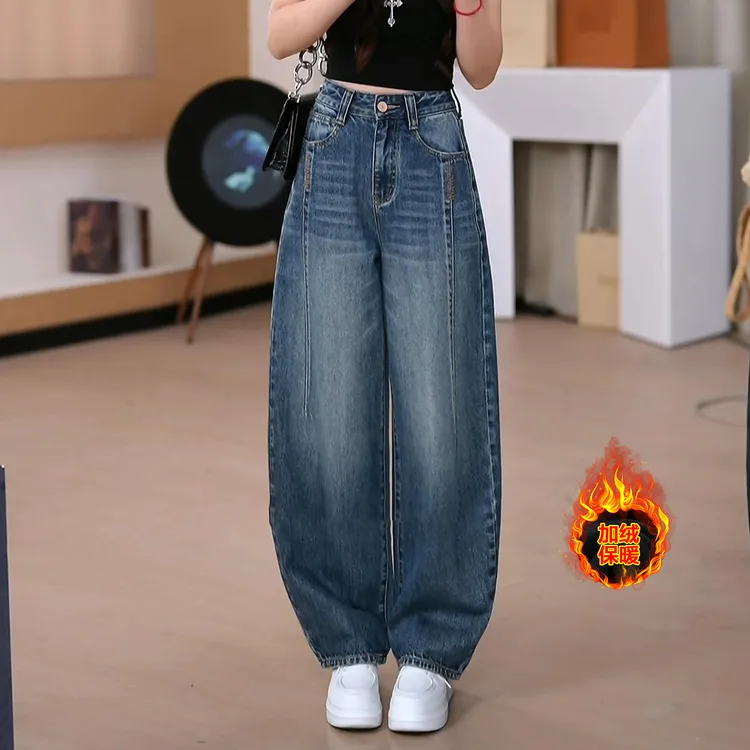 窄版弯刀牛仔裤女2025新款秋冬高腰显瘦加绒小个子直筒休闲香蕉裤