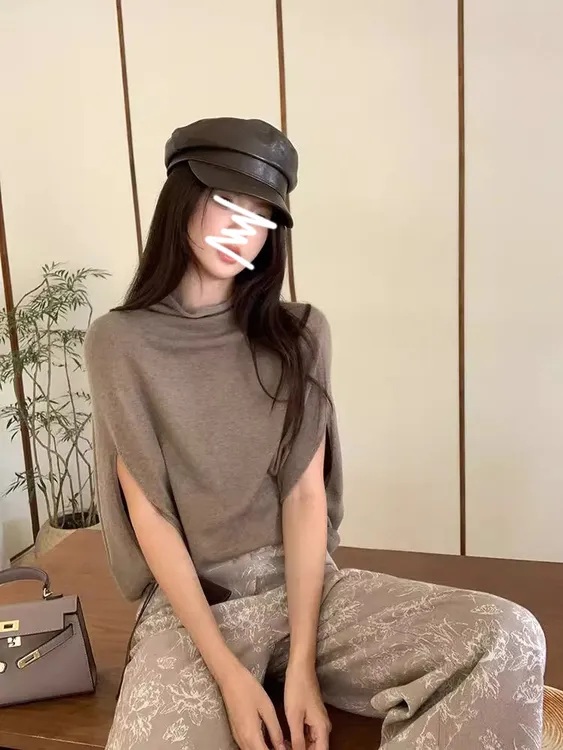 法式高级感气质套装蝙蝠袖针织衫上衣女秋季提花直筒休闲裤两件套