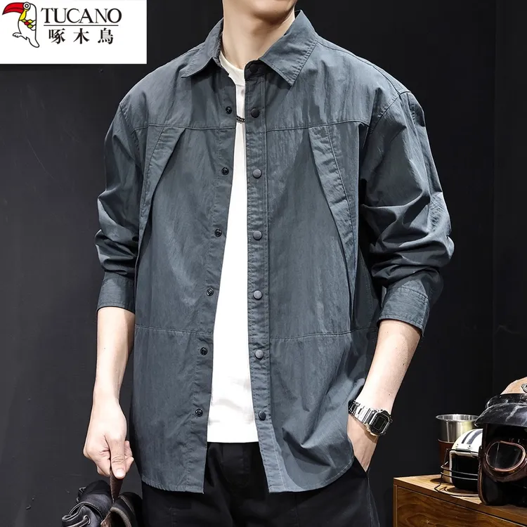 啄木鸟山系户外衬衫男外套长袖秋季2025新款休闲衣服百搭高级感秋