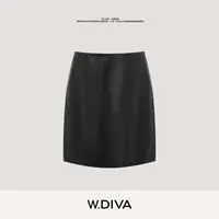 W.Diva【黑皮书】美式辣妹风土耳其进口A字防走光羊皮短裙53K163116