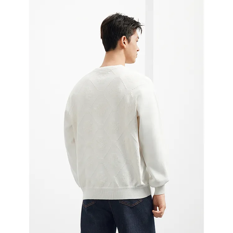 GXG男装后背提花肌理感休闲通勤圆领卫衣25秋新品#G25D313136