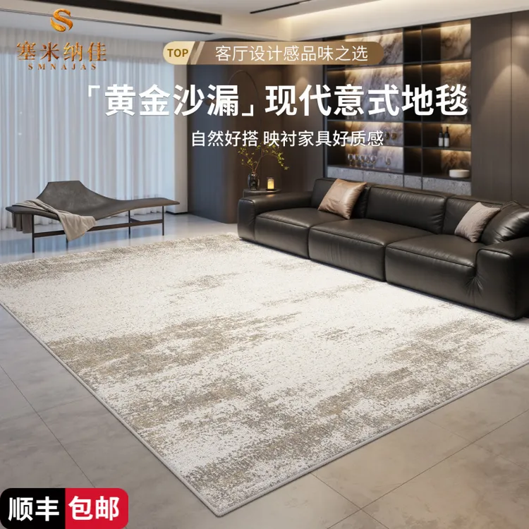 塞米纳佳地毯客厅轻奢高级免洗可擦灰色意式极简卧室地垫家用沙发