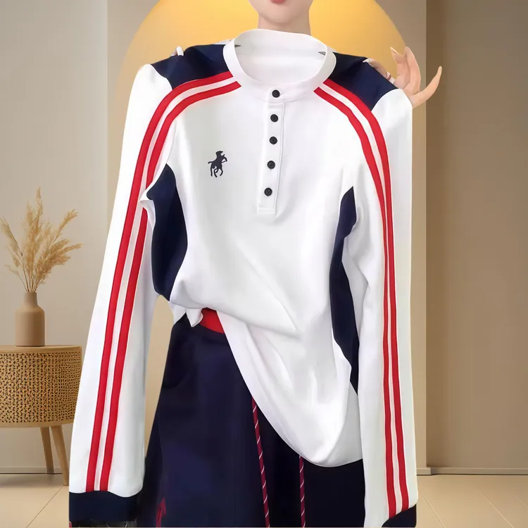 2025新款女装禅意仙气飘飘撞色上衣时尚休闲长袖T恤秋装女款爆款