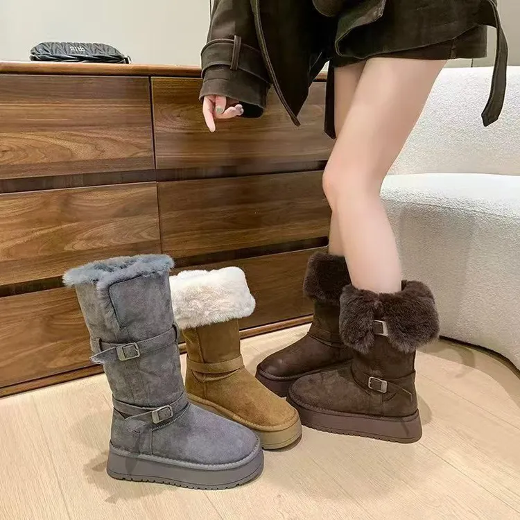 {长靴}冬季防滑圆头长筒保暖时尚雪地靴加厚A010