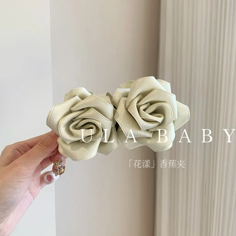 【喜儿ula】11-18-4「花漾」气质复古玫瑰高级感立体香蕉夹