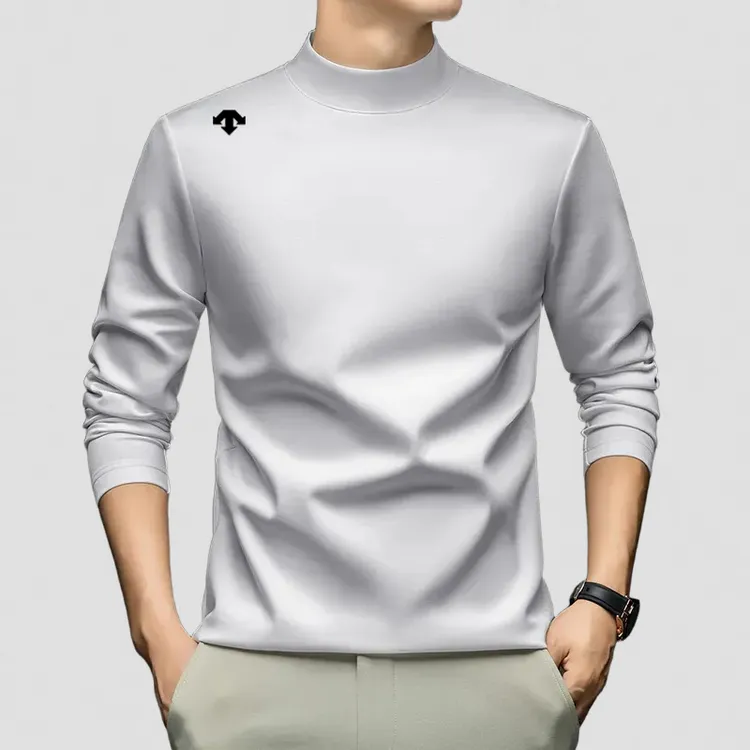 【商场同款】迪桑圆领长袖秋季纯色男士T恤上衣休闲运动时尚打底衫
