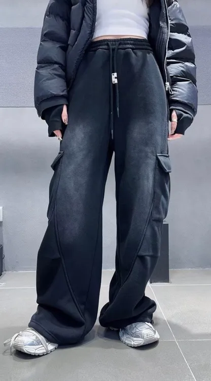 2310大码阔腿裤春款长裤御姐风厚款休闲裤直筒ins潮流休闲百搭